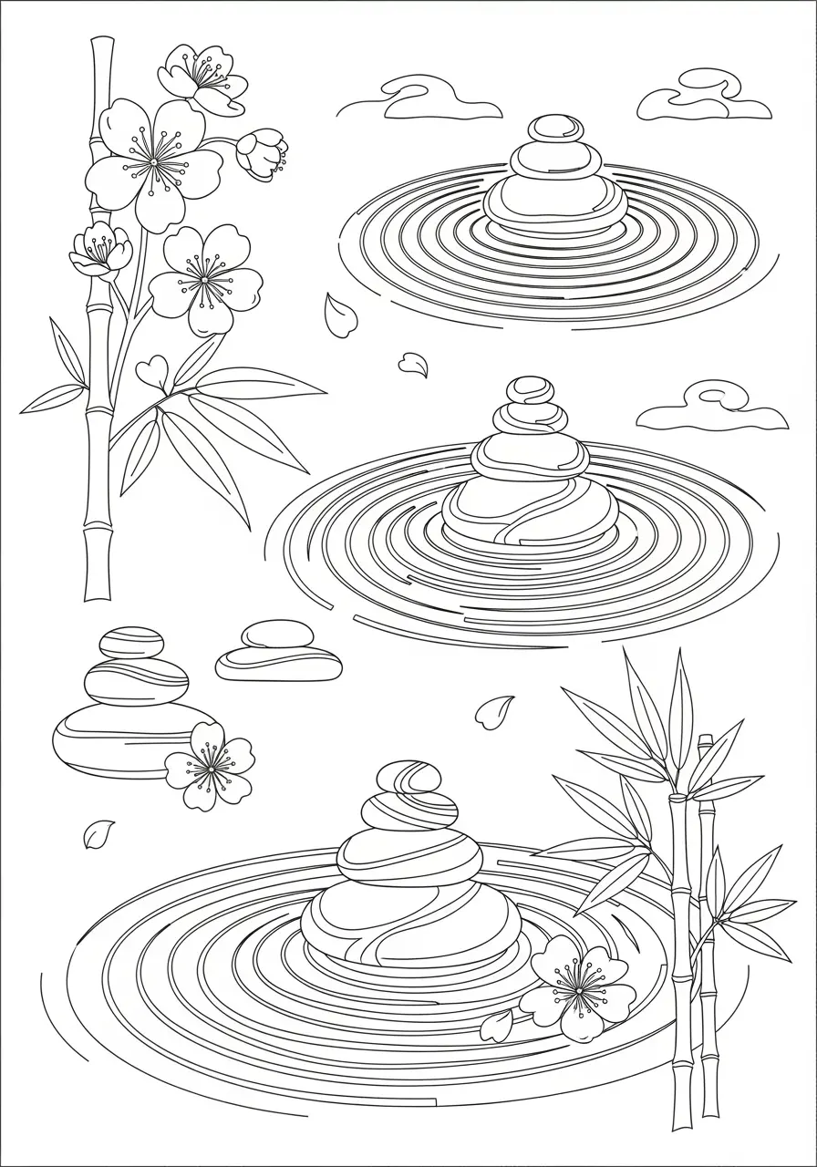 Zen-Garten-Mandala-Ausmalbild